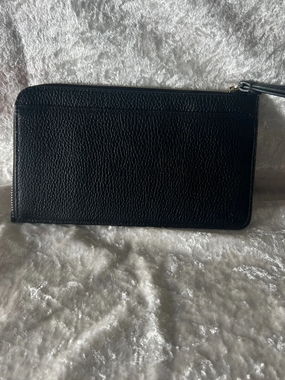 kate spade Black Pebbled Leather Zip Wristlet Wallet